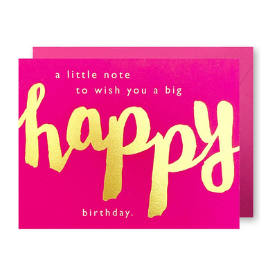 Pink Happy Birthday Card with Gold Text