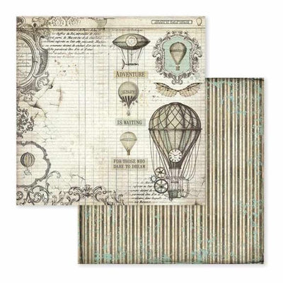 Stamperia Scrapbook Paper Sheet 12X12 Voyages Fantastiques Air Balloon at Lighthouse Paper Co. in Melbourne, FL, Image 1