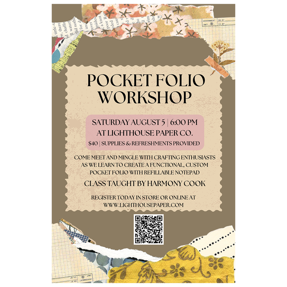 8/5/2023 - Pocket Folio Workshop w/ Harmony | EVENT EXPIRED