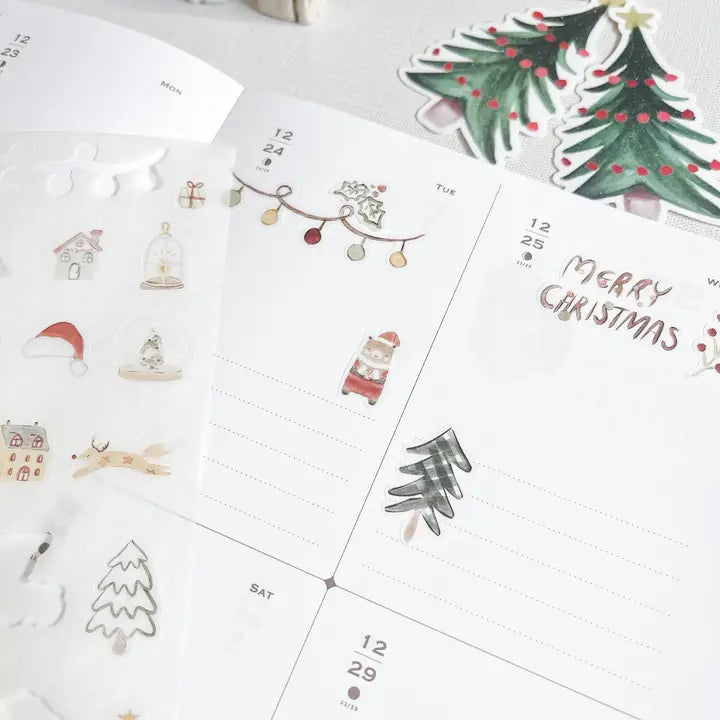 Kuboandlucy Christmas Elements Sticker Sheet, Washi Paper