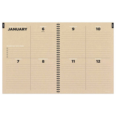 2025 Navy Grid Space Large Weekly Monthly Planner