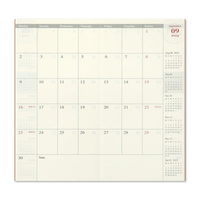 Traveler's Notebook 2024 Monthly Diary Refill, Regular Size