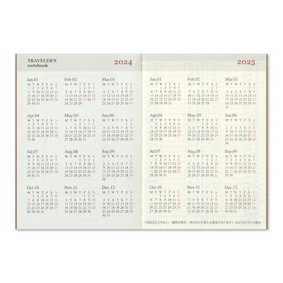 Traveler's Notebook 2024 Weekly Diary Refill, Passport Size