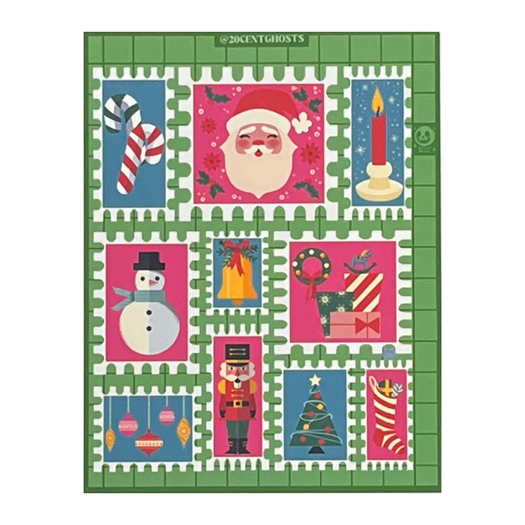 20CentGhosts Christmas Stamp Sticker Sheet