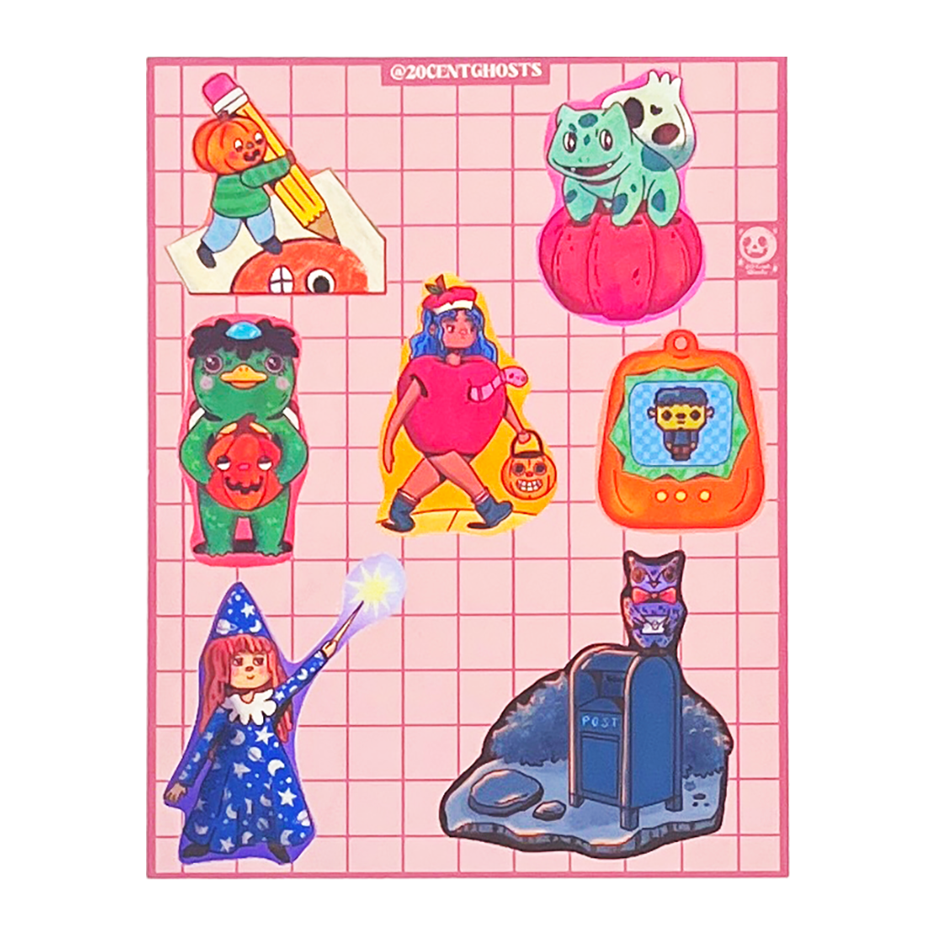 20CentGhosts Halloween Character Sticker Sheet