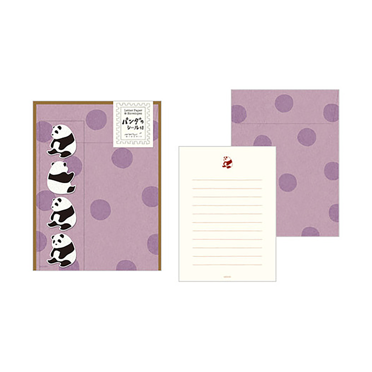 Midori Stationery Set w/ Stickers, Panda