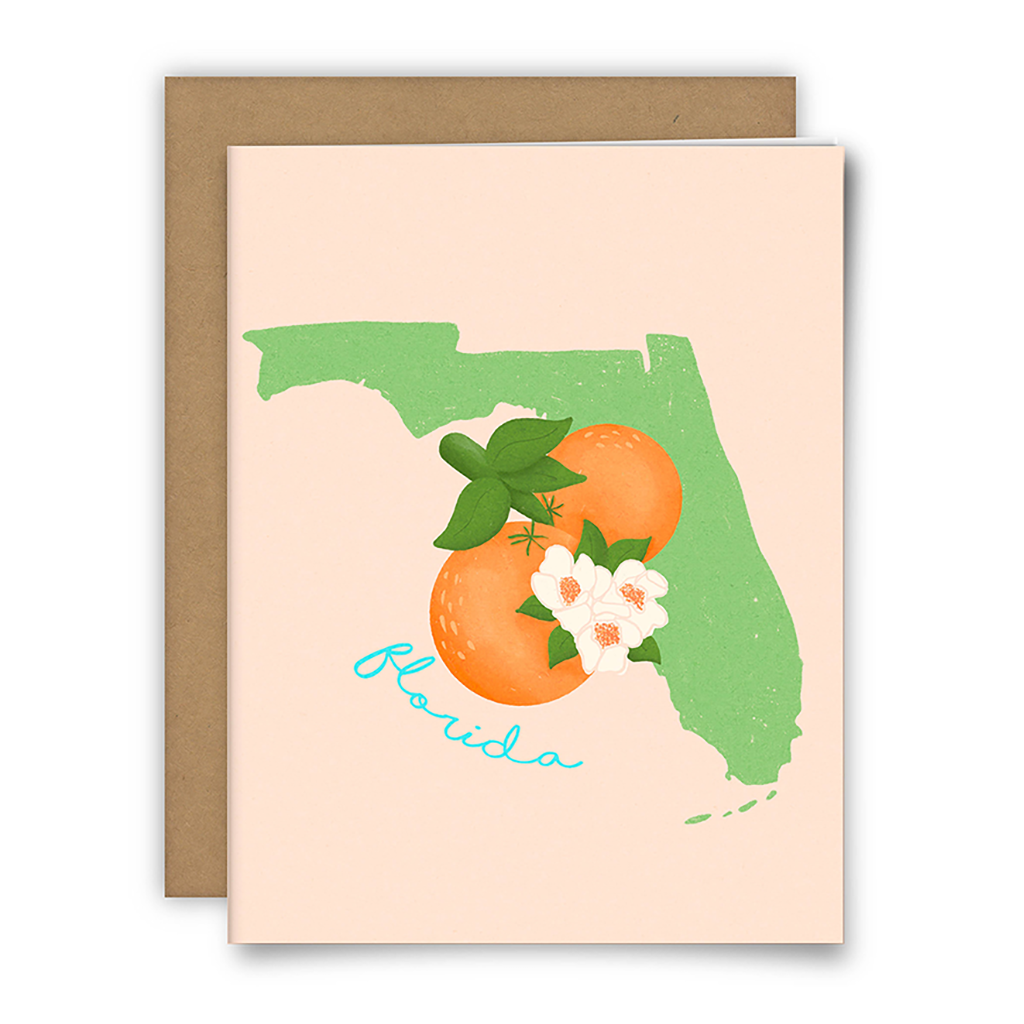 Florida Oranges Card, Light Orange