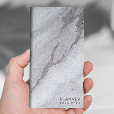 2025-2026 Gray Granite Small Monthly Pocket Planner