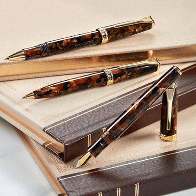 Levenger True Writer Classic Golden Dark Tortoise Fountain Pen