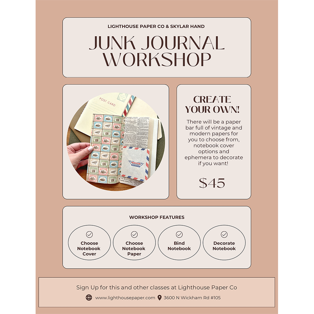 Sun. April 28th, 4:30 PM  Junk Journal Workshop