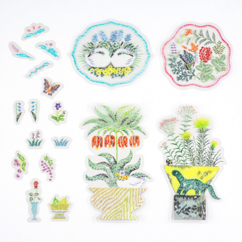 Hobonichi Techo 2026 Transparent Embroidery Sticker Set - Iyo Okumi: My Garden