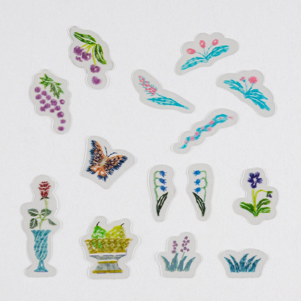 Hobonichi Techo 2026 Transparent Embroidery Sticker Set - Iyo Okumi: My Garden
