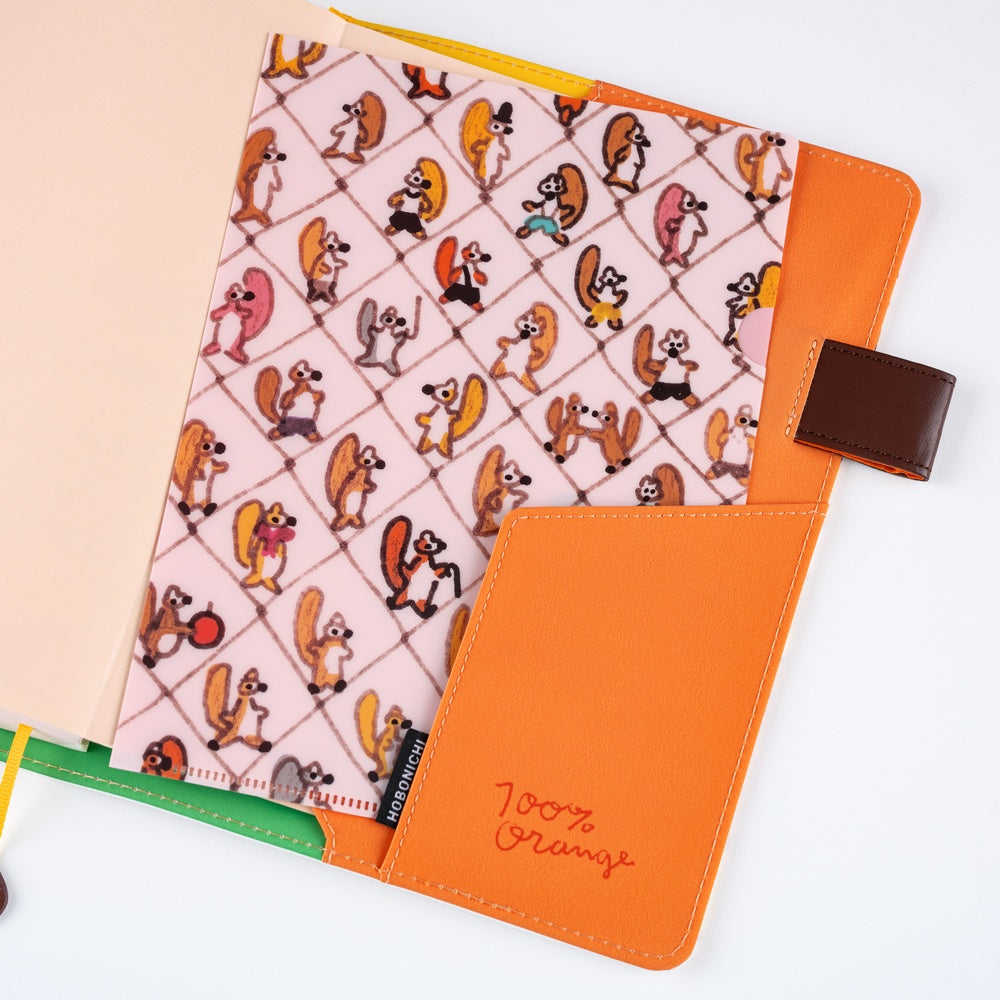 Hobonichi Techo 2026 2 Folder Set, A5 - 100% ORANGE: Squirrel Squadron