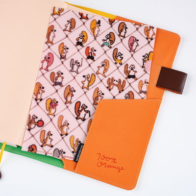 Hobonichi Techo 2026 2 Folder Set, A5 - 100% ORANGE: Squirrel Squadron