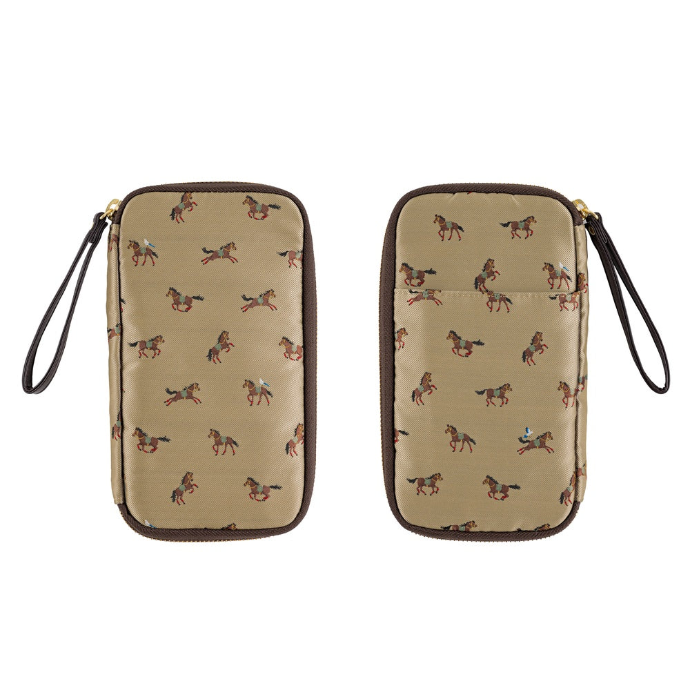 Hobonichi Techo 2026 Small Drawer Pouch - Bow & Tie: Galloping Horses