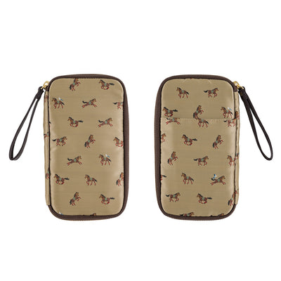 Hobonichi Techo 2026 Small Drawer Pouch - Bow & Tie: Galloping Horses