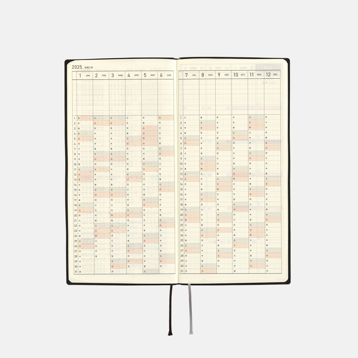 Hobonichi Techo 2025 Weeks - White Line: Black (English)