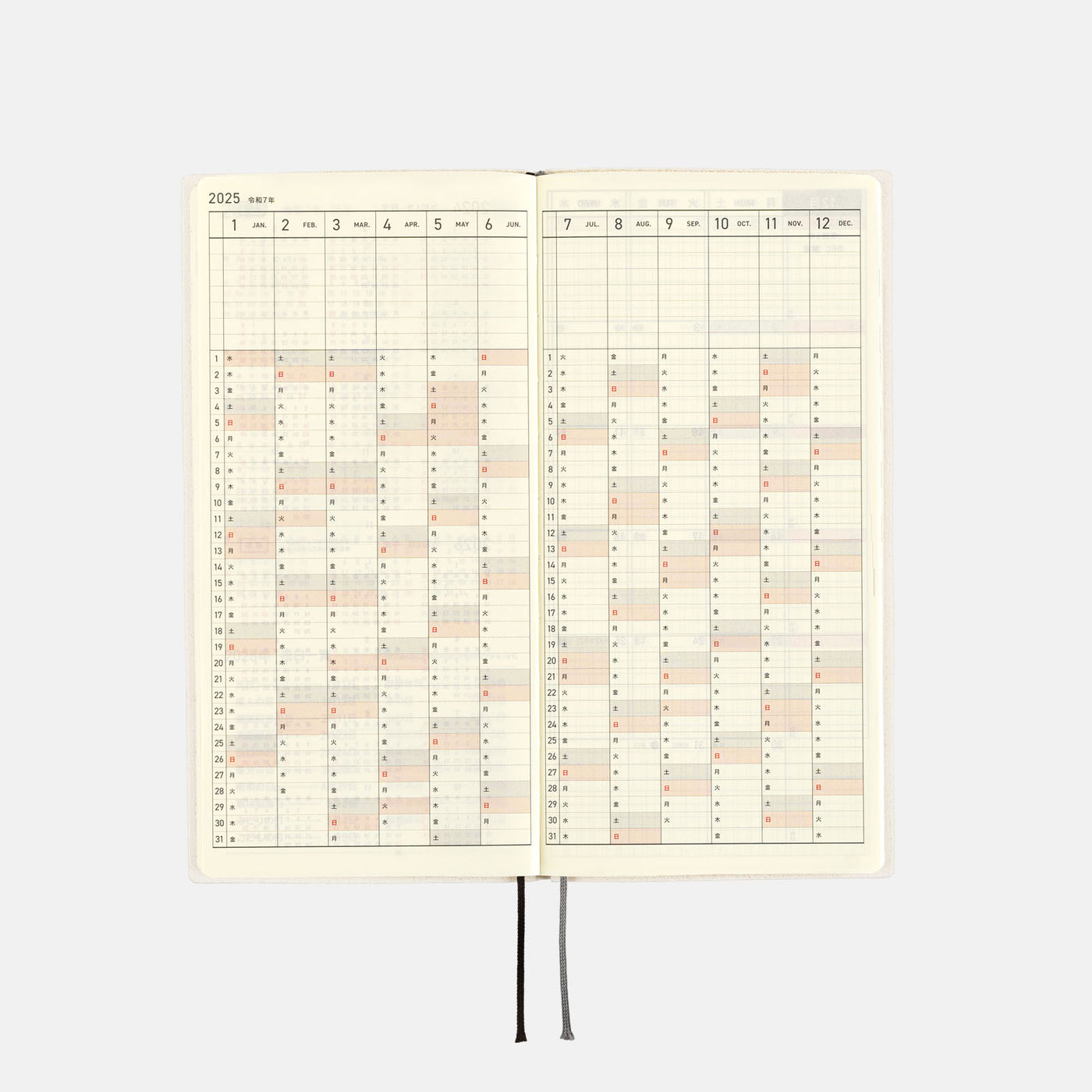 Hobonichi Techo 2025 Weeks - White Line: Ivory (English)