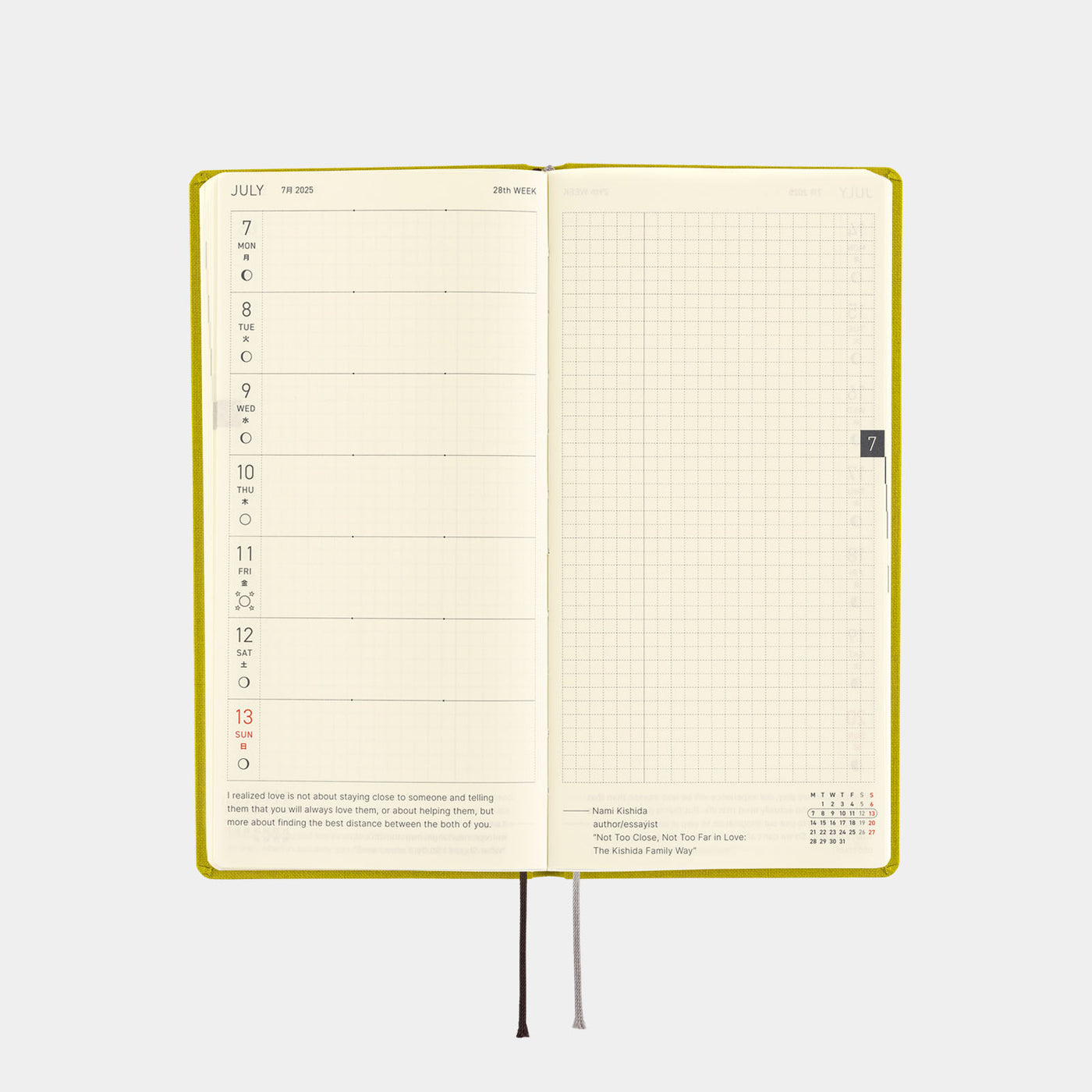 Hobonichi Techo 2025 Weeks - Colors: Pistachio (English)