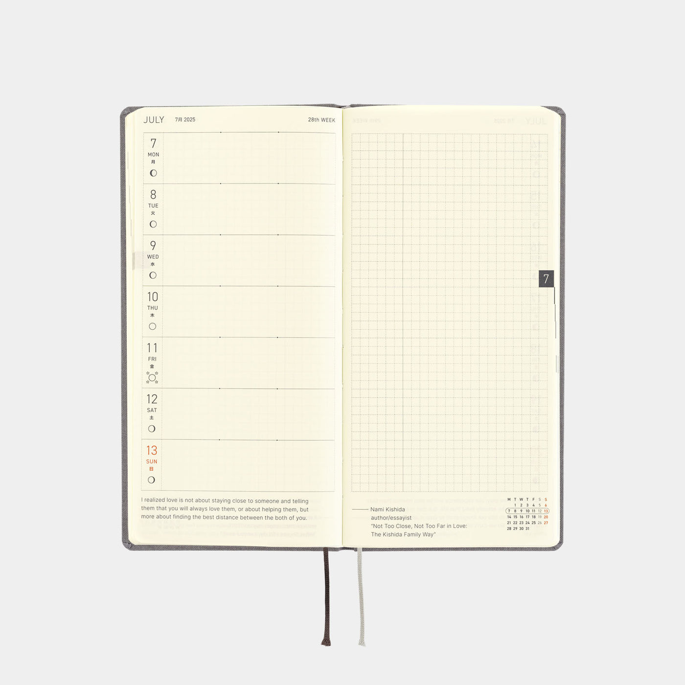 Hobonichi Techo 2025 Weeks - Colors: Smoke Gray (English)