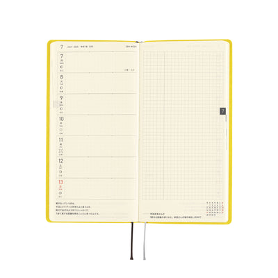 Semanas de Hobonichi Techo 2025 - Liso: Mostaza (Inglés)