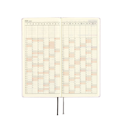 Semaines Hobonichi Techo 2025 - Série papier : Platinum White (anglais)