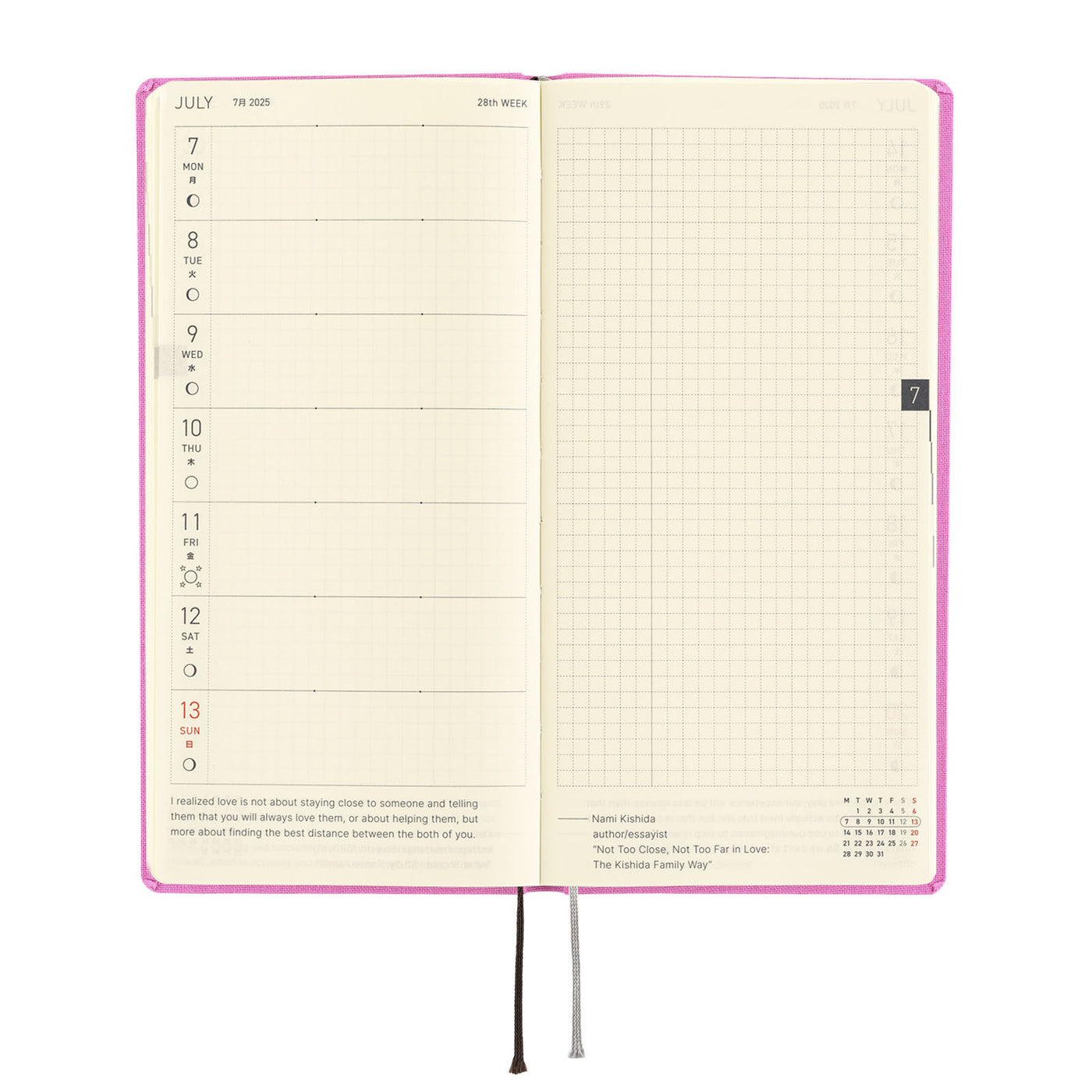 Hobonichi Techo 2025 Semaines MEGA - Couleurs : Sweet Purple (Anglais)