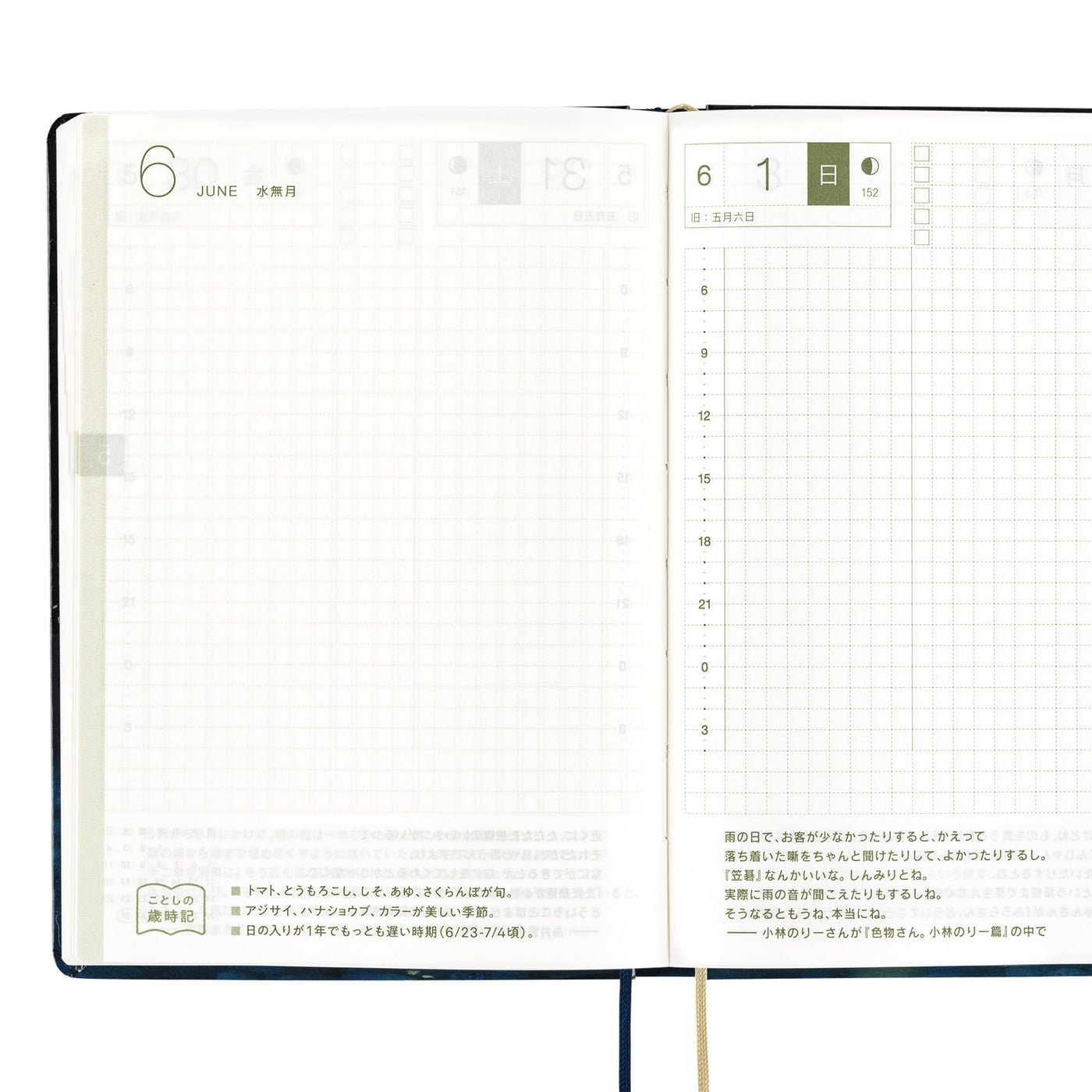 Hobonichi Techo 2025 HON, A6 - Hiroko Kubota: Crescent Moon Delivery (English)