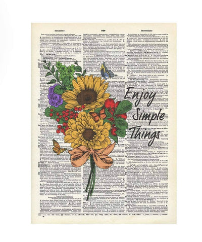 Vintage Dictionary Print, Enjoy Simple Things