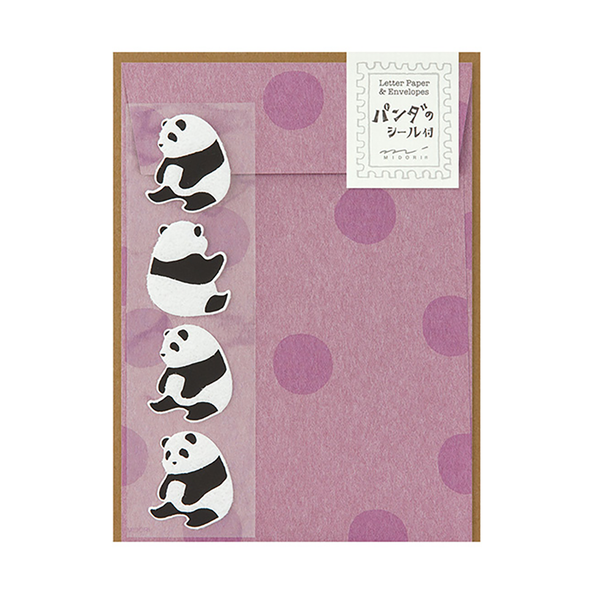 Midori Stationery Set w/ Stickers, Panda