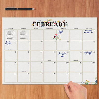 2025 Floral Medium Desk Pad Monthly Blotter Calendar