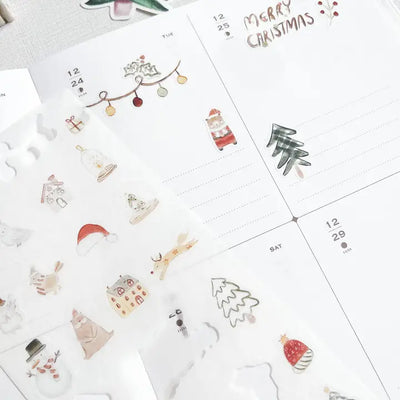 Kuboandlucy Christmas Elements Sticker Sheet, Washi Paper