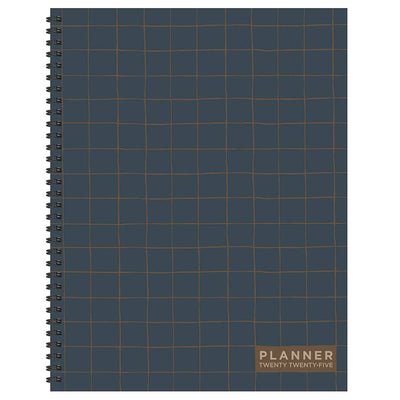 2025 Navy Grid Space Large Weekly Monthly Planner