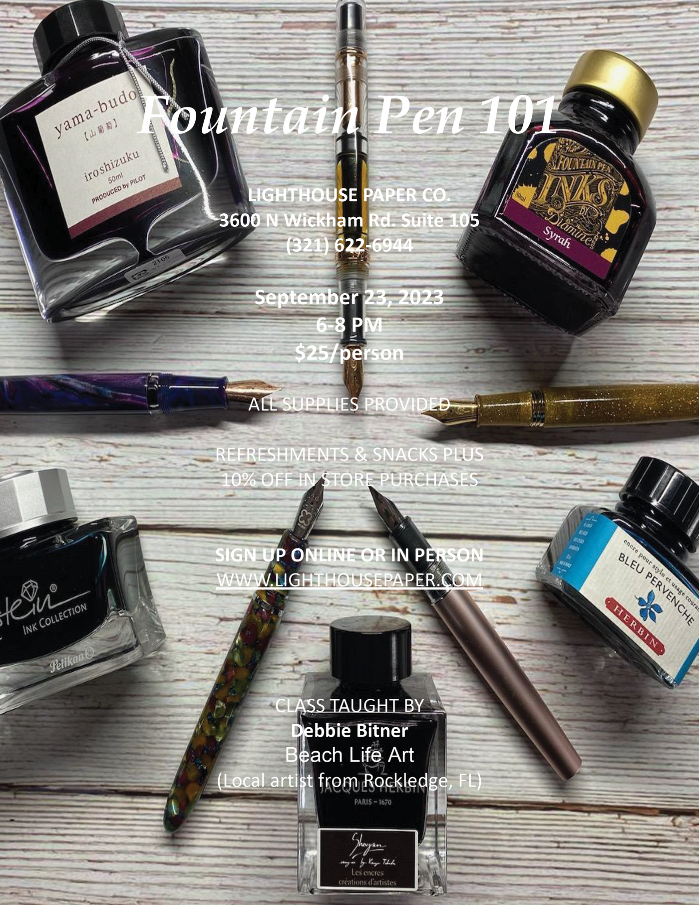 Fountain Pen 101 Class Flyer, September 23 2023