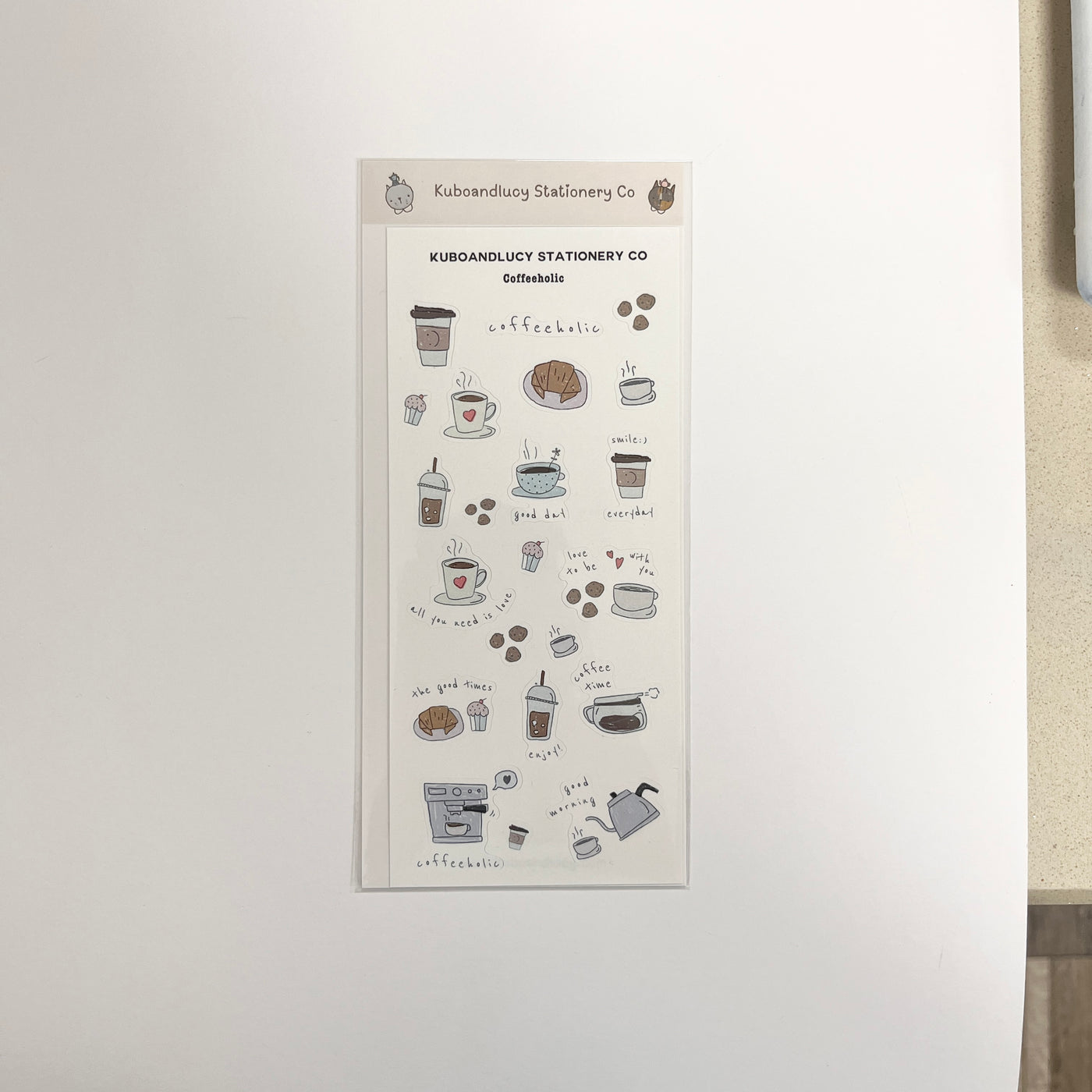 Kuboandlucy Coffeeholic Sticker Sheet, White Matte