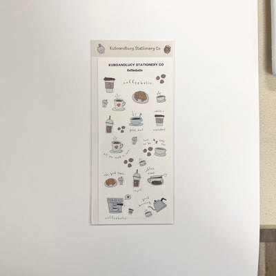 Kuboandlucy Coffeeholic Sticker Sheet, White Matte