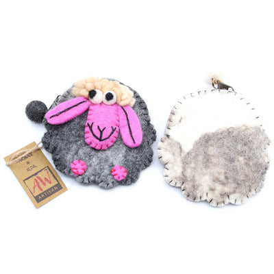 Natural Felt Zipper Pouch Happy Sheep