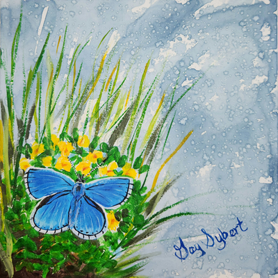 Anderillium Adonis Butterfly Blue Drawing, Image 3