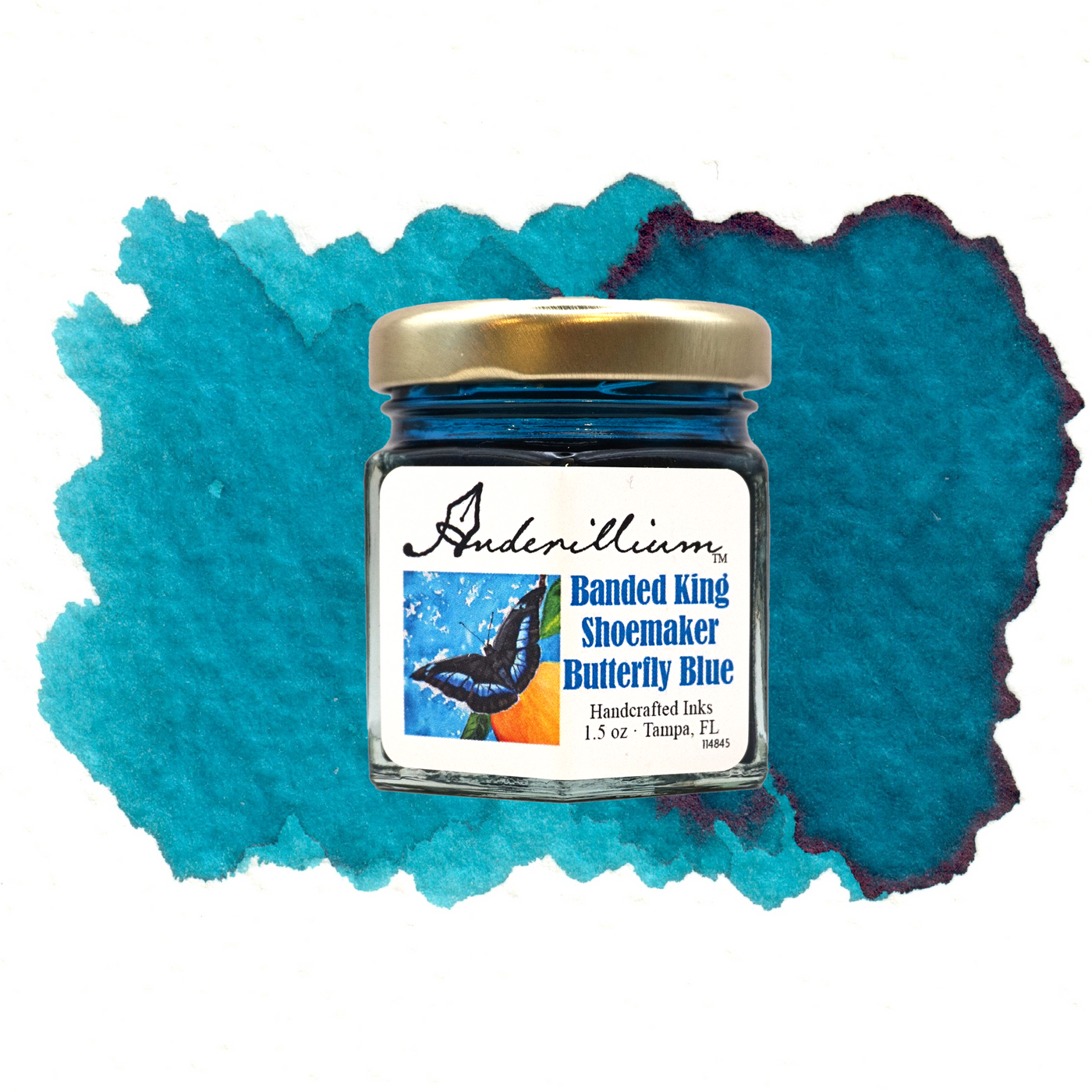 Anderillium Banded King Shoemaker Butterfly Blue, 1.5 oz Bottled Ink