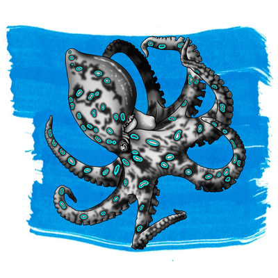 Anderillium Blue Ringed Octopus Blue, 1.5 oz Bottled Ink, Image 1