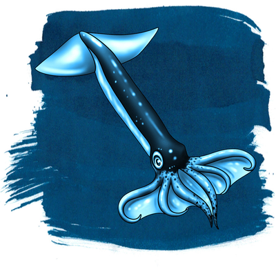Anderillium Flying Squid Blue, 1.5 oz Bottled Ink, Image 1