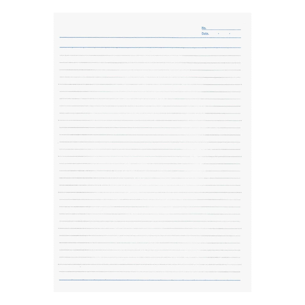Sheet of paper with blue lines on a white background