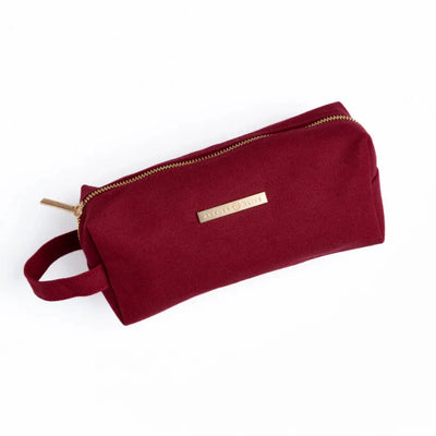 Archer & Olive Maroon Canvas Zipper Pouch