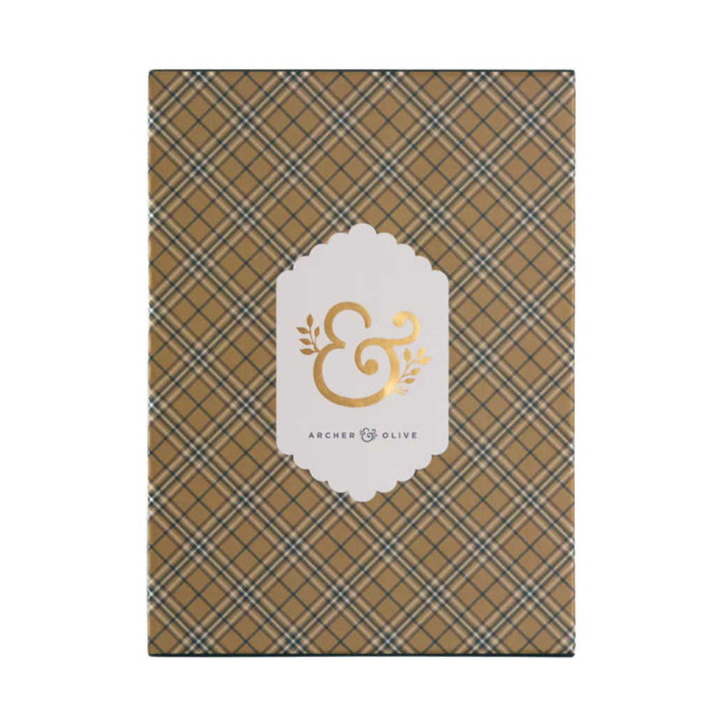 Archer & Olive notebook box with a gold and white logo on a white background, available at Lighthouse Paper Co. in Melbourne, FL