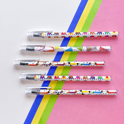 HappyWrite 5 Pack Ballpoint Pens, 0.5mm, Colorful Animals
