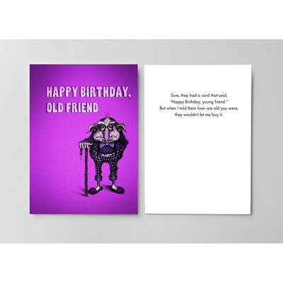 Bald Guy Greetings Happy Birthday Old Friend Birthday Card Inside of Card