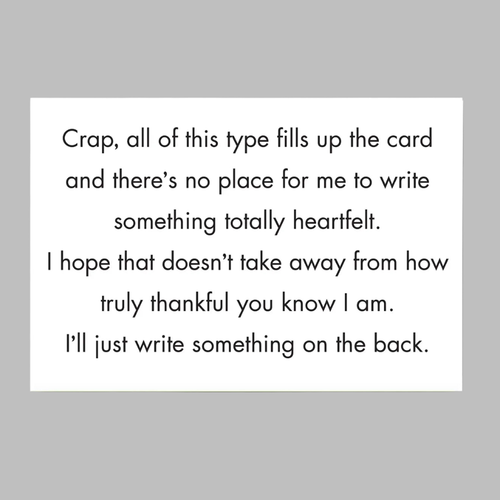 Thank You/No Place to Write Card