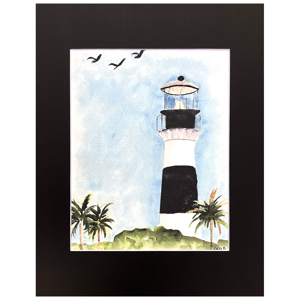 Impression aquarelle encadrée noire « Beach Life Art », 20 x 25 cm – Grand héron bleu