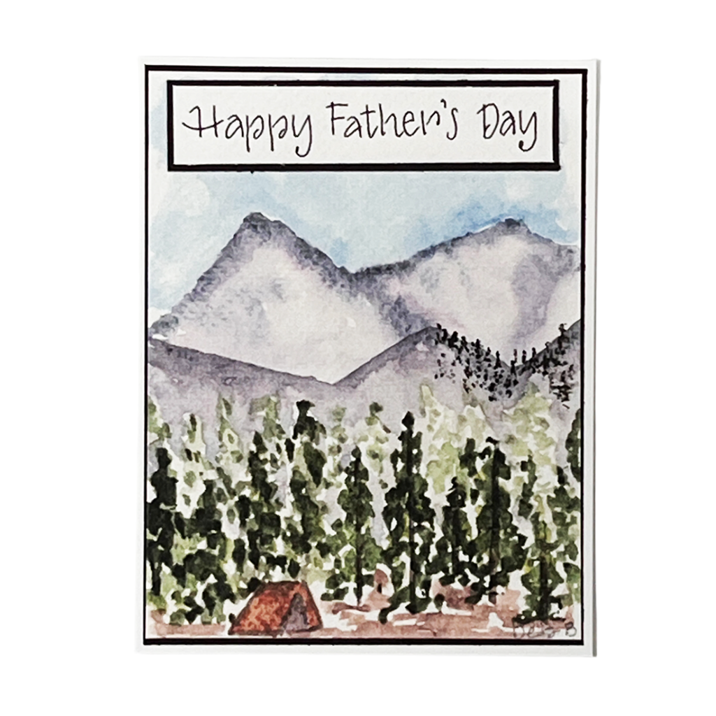 Carte de fête des pères aquarelle Mountain View