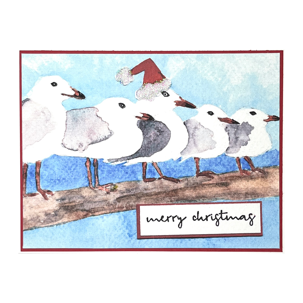 Seagulls Watercolor Christmas Card